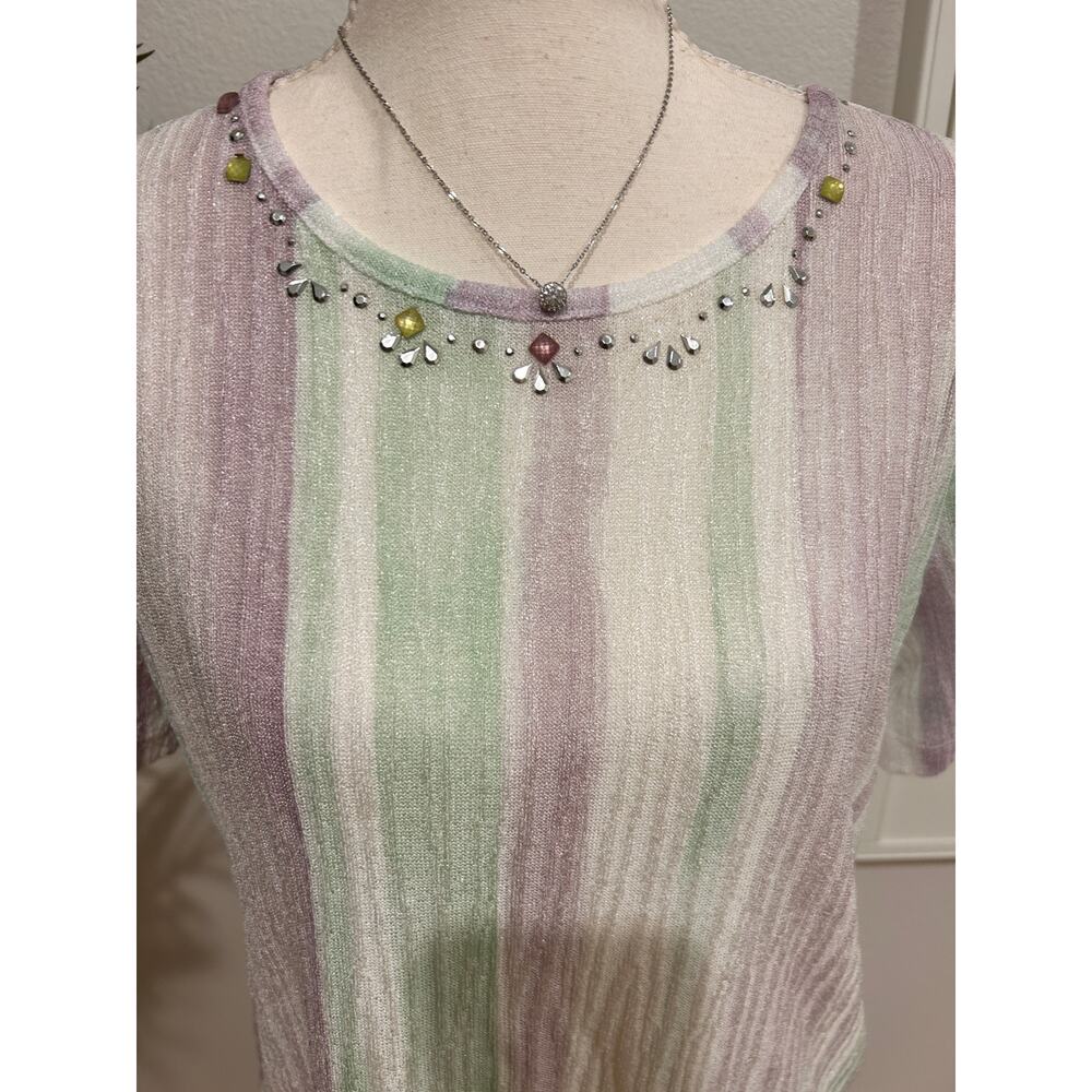 Alfred Dunner “Roman Holiday” Women’s Lavender Mint Sweater – Size S
